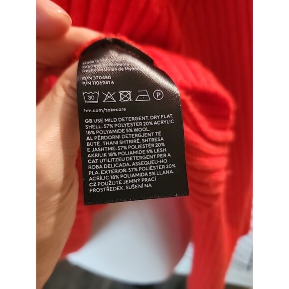 H&M LOGG Turtleneck Sweater  Womens Medium Red Thick Warm J1‎ - Picture 9 of 9